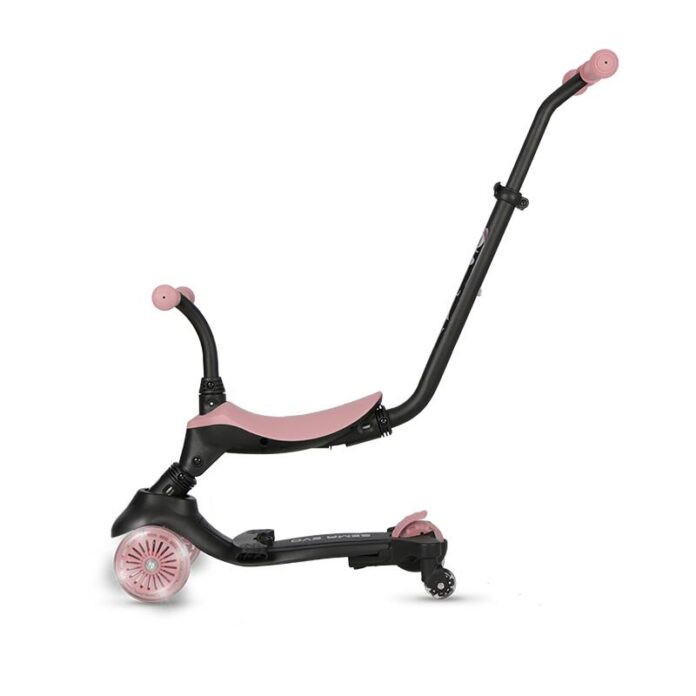 Trotineta pentru copii QPlay Sema EVO Verde 6 in 1 multifunctionala cu scaunel, maner telescopic parental, inaltime ajustabila, cadru din aluminiu, greutate admisa 50 kg
