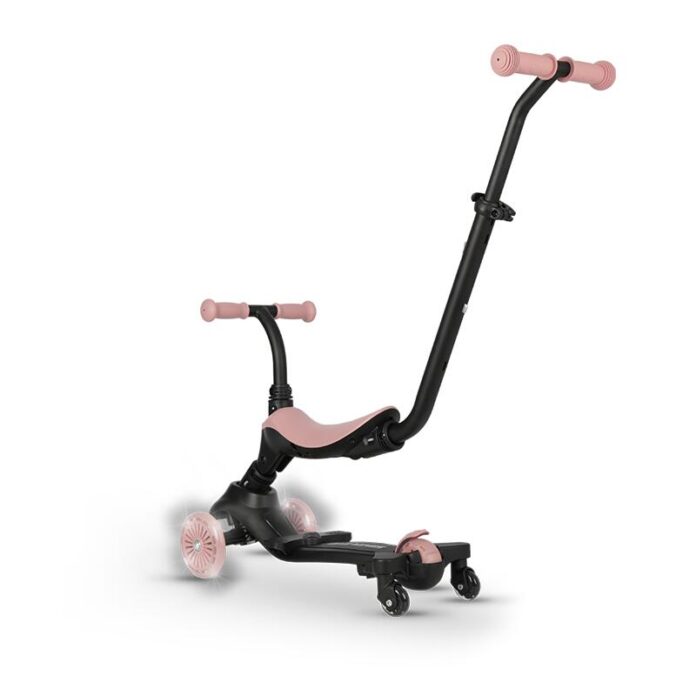 Trotineta pentru copii QPlay Sema EVO Verde 6 in 1 multifunctionala cu scaunel, maner telescopic parental, inaltime ajustabila, cadru din aluminiu, greutate admisa 50 kg