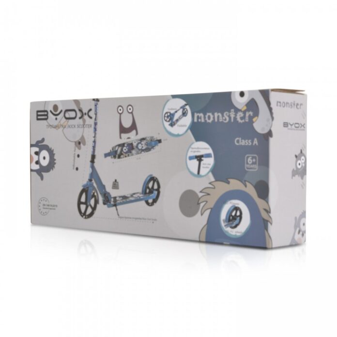 Trotineta pliabila pentru copii de la 6ani,cu ghidon din aluminiu,roti ABEC-7 din PU cu lumini LED,inaltime ghidon ajustabila,frana de picior si cric Byox Monster Green