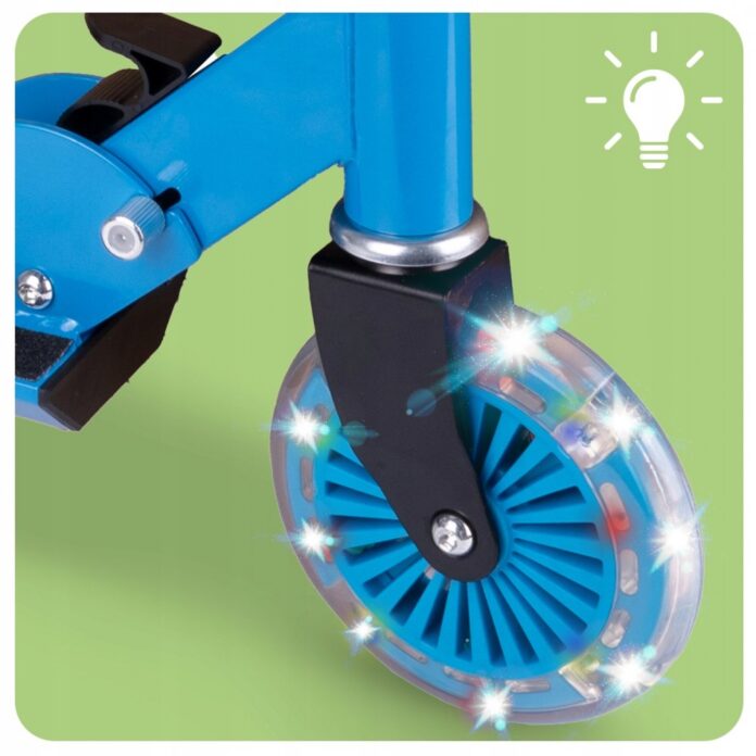 Trotineta pliabila si reglabila pentru copii Malplay Blue, echipata cu lumini LED
