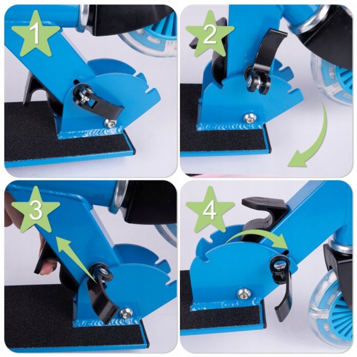Trotineta pliabila si reglabila pentru copii Malplay Blue, echipata cu lumini LED