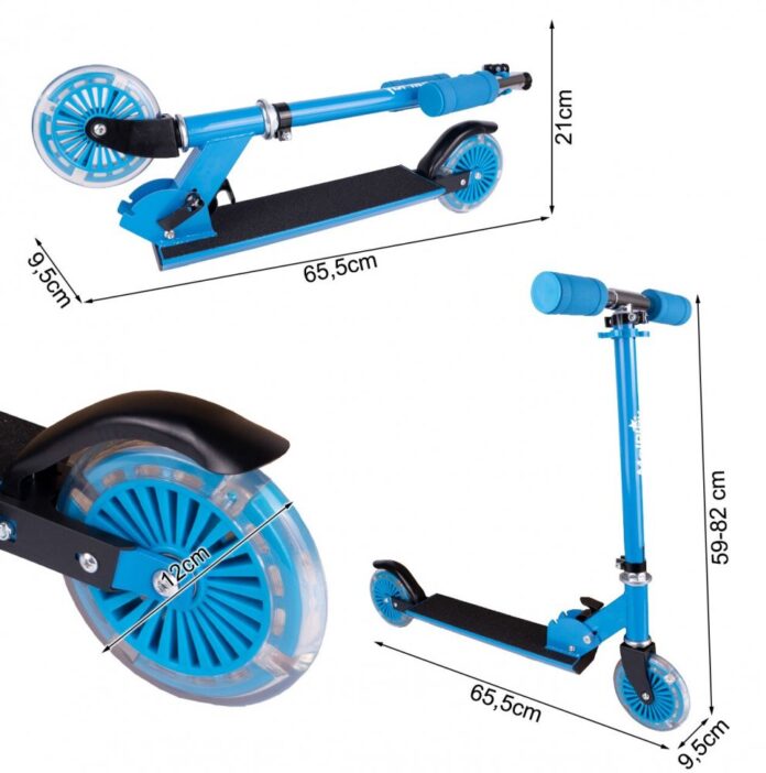 Trotineta pliabila si reglabila pentru copii Malplay Blue, echipata cu lumini LED