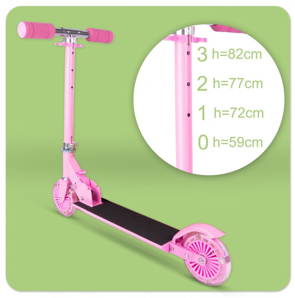 Trotineta pliabila si reglabila pentru copii Malplay Pink, cu lumini LED Trotineta pliabila si reglabila pentru copii Malplay Pink, cu lumini LED