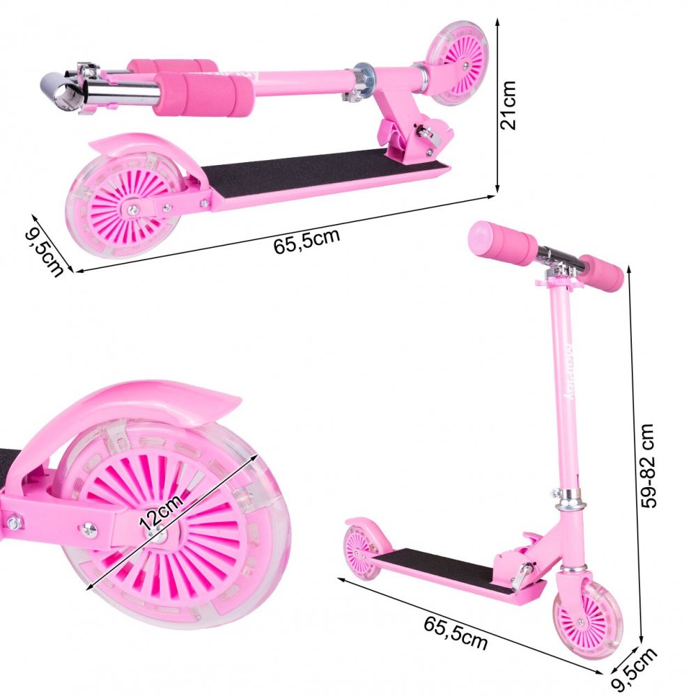 Trotineta pliabila si reglabila pentru copii Malplay Pink, cu lumini LED Trotineta pliabila si reglabila pentru copii Malplay Pink, cu lumini LED
