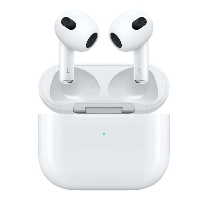 Casti True Wireless Apple AirPods Gen 3 (2022), Carcasa incarcare Lightning, Bluetooth, Alb