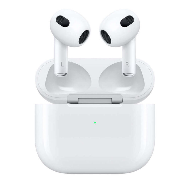 Casti True Wireless Apple AirPods Gen 3 (2022), Carcasa incarcare Lightning, Bluetooth, Alb