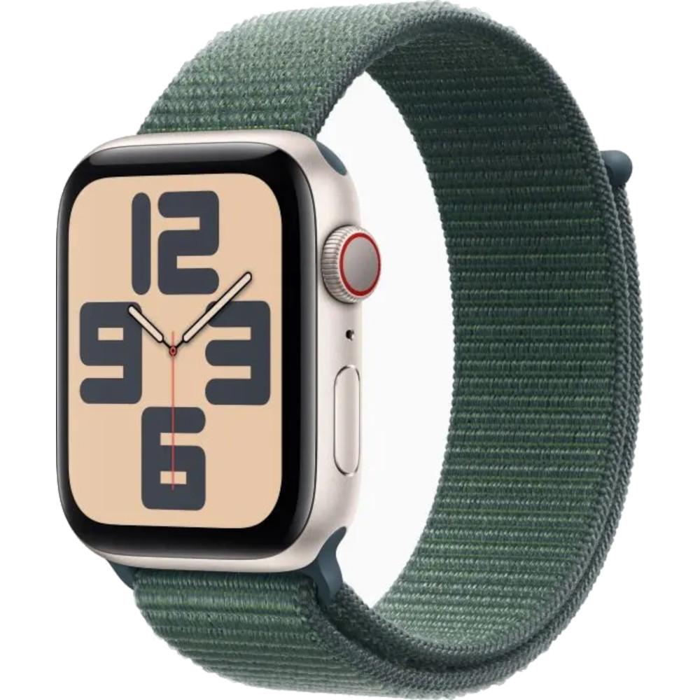 Apple Watch SE2 2024, GPS, Cellular, 44mm, Starlight Aluminium Case, Lake Green Sport Loop Apple Watch SE2 2024, GPS, Cellular, 44mm, Starlight Aluminium Case, Lake Green Sport Loop