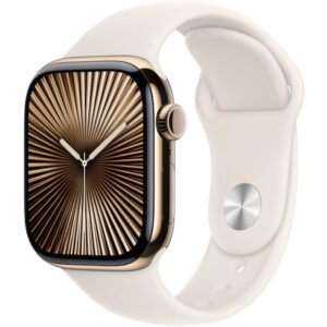 Apple Watch Seria 10, GPS + Cellular, 42 mm, Gold Titanium Case, Starlight Sport Band, S/M Apple Watch Seria 10, GPS + Cellular, 42 mm, Gold Titanium Case, Starlight Sport Band, S/M