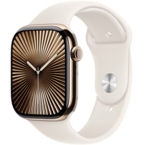 Apple Watch Seria 10, GPS + Cellular, 46 mm, Gold Titanium Case, Starlight Sport Band, M/L Apple Watch Seria 10, GPS + Cellular, 46 mm, Gold Titanium Case, Starlight Sport Band, M/L