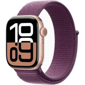 Apple Watch Series 10, GPS + Cellular, 42mm, Rose Gold Aluminium Case, Plum Sport Loop Apple Watch Series 10, GPS + Cellular, 42mm, Rose Gold Aluminium Case, Plum Sport Loop