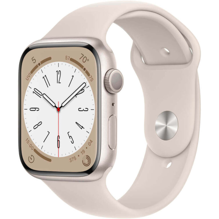 Apple Watch Series 8 GPS, 45mm, Silver Aluminium Case, White Sport Band