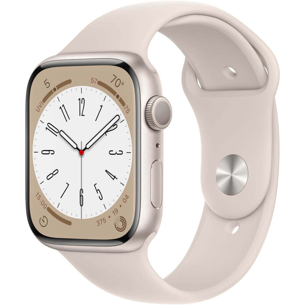 Apple Watch Series 8 GPS, 45mm, Silver Aluminium Case, White Sport Band Apple Watch Series 8 GPS, 45mm, Silver Aluminium Case, White Sport Band