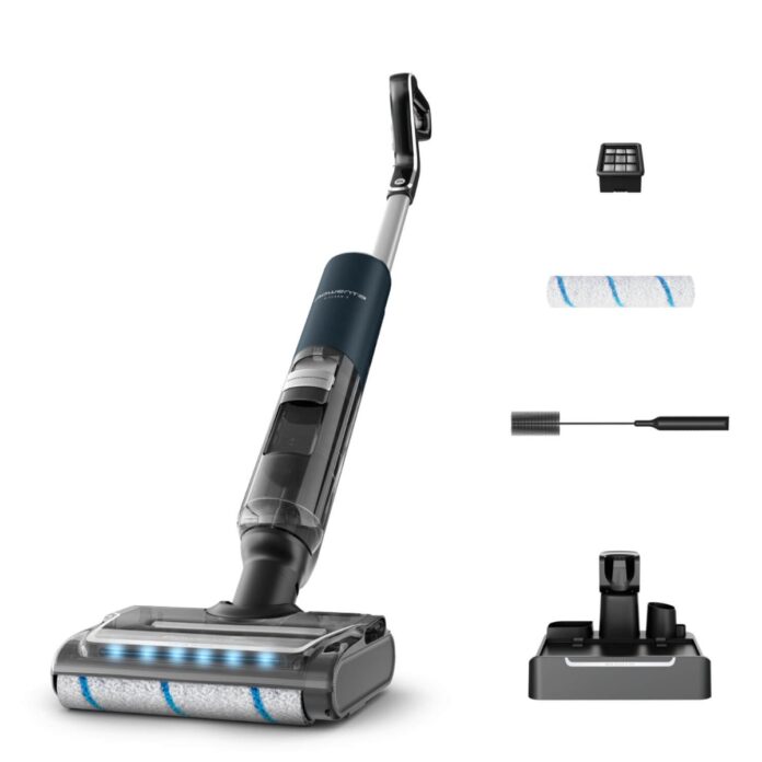 Aspirator cu spalare Rowenta X-Clean 7 GZ5735E0  250 W  530 RPM  pana la 50 min autonomie  ecran LED  functie uscare & autocuratare  baza de incarcare