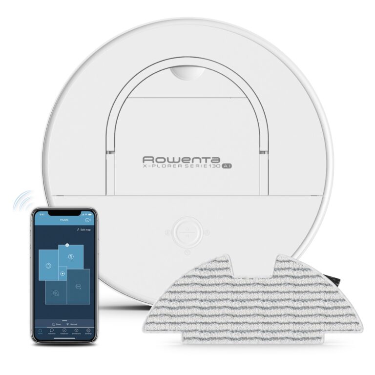 Aspirator robot Rowenta X-Plorer S130 AI RR9067WH   8 cm grosime  cartografiere permanenta  Tehnologia Smart Exploration  autonomie 120 min  Alb