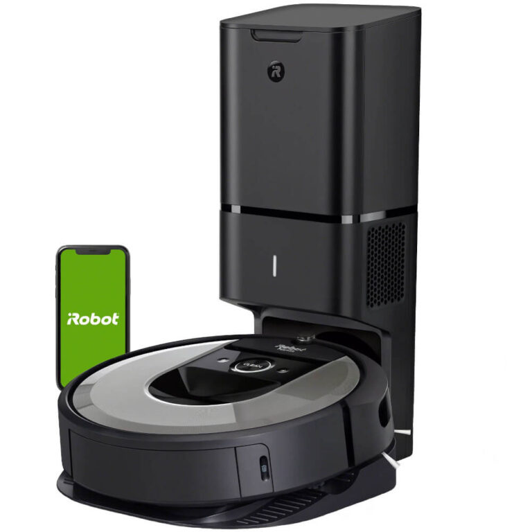 Aspirator robot  iRobot Roomba I7+7556, Wi-Fi, 26Wh, 0.4 L, 33 W, Senzor anti-cadere, 3-Stage Cleaning System, Golire automata gunoi, Gri deschis
