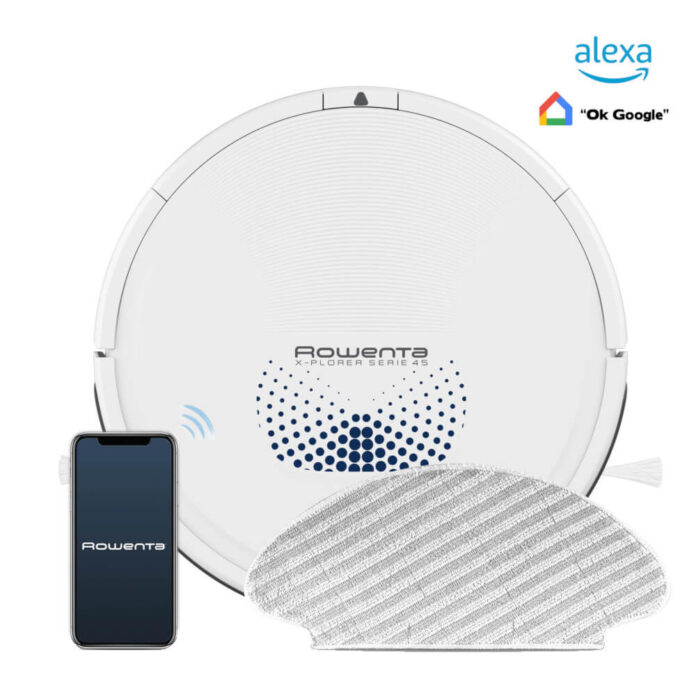 Aspirator robot Rowenta X-Plorer Serie 45 RR8277WH, 33W, 0.44L, Wi-Fi, Senzori infrarosu, 3 senzori de cadere, Autonomie 150 min, Aplicatie dedicata, Alb Aspirator robot Rowenta X-Plorer Serie 45 RR8277WH, 33W, 0.44L, Wi-Fi, Senzori infrarosu, 3 senzori de cadere, Autonomie 150 min, Aplicatie dedicata, Alb
