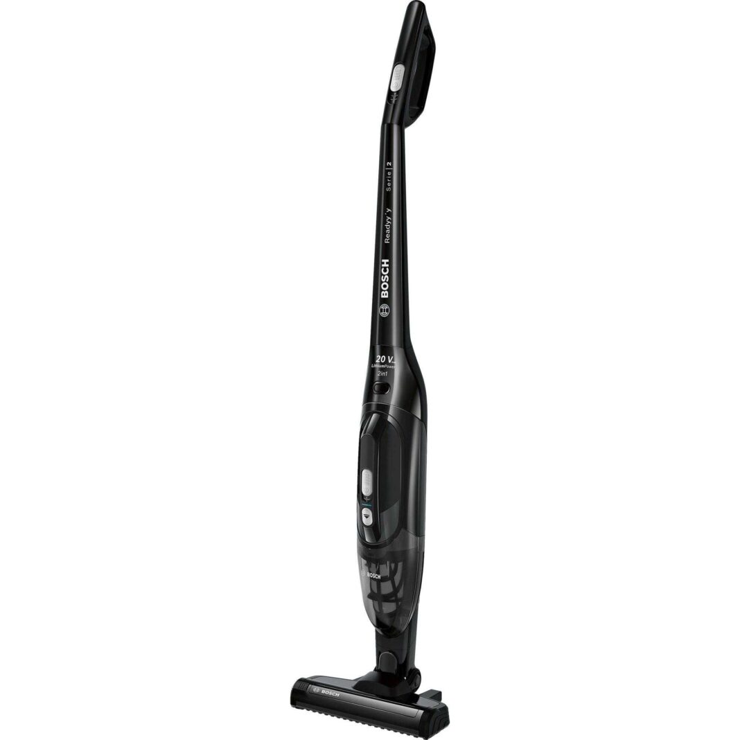 Aspirator vertical Bosch Readyyy BCHF220B, 0.4 L, 18 V,  Acumulator Li-Ion, Filtru lavabil, Sistem EasyClean, 2 trepte de putere, Autonomie 44 min, 5.2 kWh/an, Negru