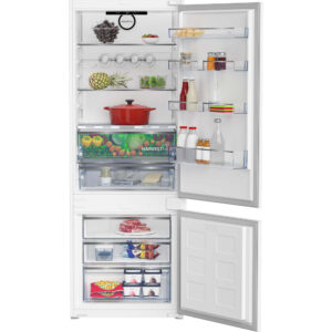 Combina frigorifica incorporabila BEKO BCNE400E40SN, 370 l, No Frost, Raft sticle, HarvestFresh, Display touch control, H 194 cm, Alb, Clasa E Combina frigorifica incorporabila BEKO BCNE400E40SN, 370 l, No Frost, Raft sticle, HarvestFresh, Display touch control, H 194 cm, Alb, Clasa E