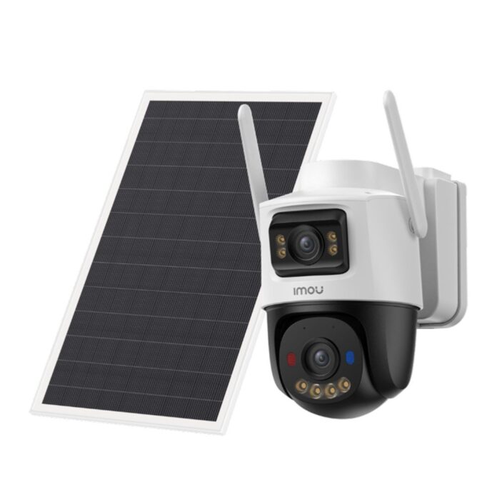 Camera supraveghere exterior wireless 4G IP WiFi PT cu panou solar si lentila duala Imou AOV Dual, 5+5 MP, 3.6 mm, IR 25 m, acumulator 10.000 mAh, microfon si difuzor, sirena, auto tracking, lumina avertizare rosie/albastra, slot card