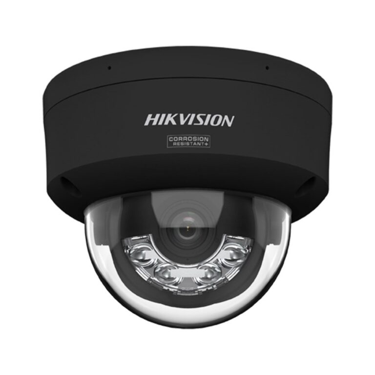 Camera supraveghere IP Dome cu iluminare duala Hikvision ColorVu DS-2CD2147G3-LIS2UY/BK, 4 MP, 2.8 mm, IR/lumina alba 30 m, microfon dual si difuzor, slot card, anti-coroziune, PoE, negru