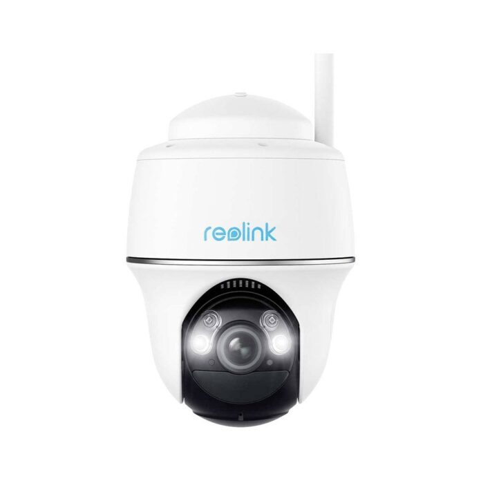 Camera supraveghere rotativa PT wireless WiFi Reolink Argus PT B430, 5 MP, pan si tilt, IR / lumina alba 10 m, microfon, difuzor, slot card, detectie persoane / vehicule / animale, acumulator 21.6 Wh
