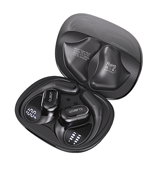 Casti wireless Cubot Vibe R, Bej, Design open-ear, Carcasa incarcare 500mAh, Bluetooth 5.4, IPX7, Anulare zgomot ENC, Control tactil, Din aliaj cu memorie