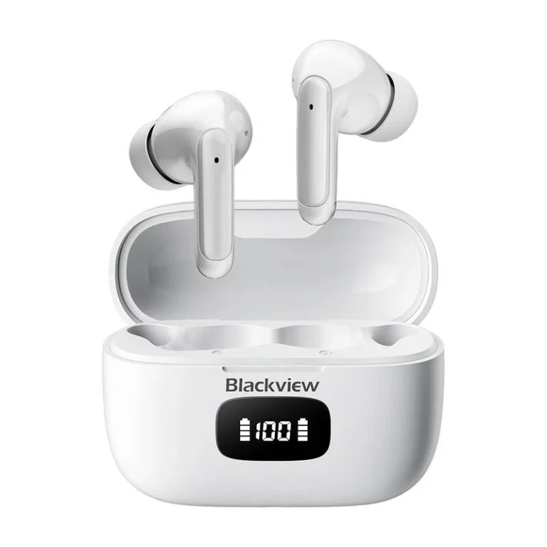 Casti wireless in-ear Blackview AirBuds 8 TWS Negru cu cutie de incarcare, Display LED, Control tactil, ANC, Mod Ambient Sound, IPX7