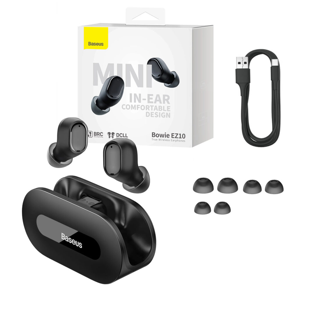 Casti audio In-Ear, Baseus Bowie EZ10, True Wireless, Negru