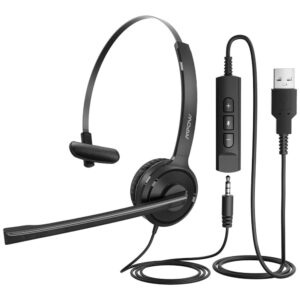 Casti Call Center Mpow 323 Single-Side, USB, Jack 3.5 mm, Negru Casti Call Center Mpow 323 Single-Side, USB, Jack 3.5 mm, Negru