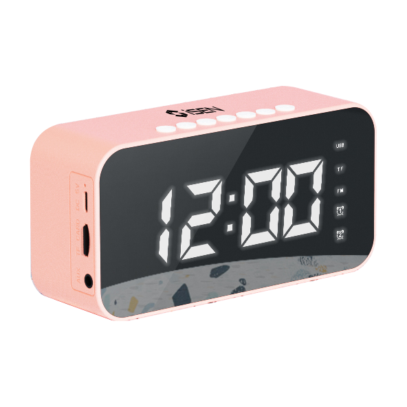 Ceas digital wireless iSEN S15, Albastru, Bluetooth, Termometru, Display Led, Alarma, Radio FM, Difuzoare HD, Redare TF Card, 1200mAh