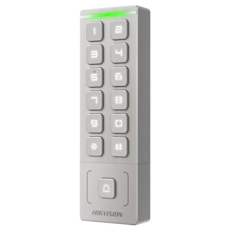 Cititor proximitate cu tastatura Hikvision DS-K1T809EX, card EM, cod PIN, Wiegand, aparent, 1000 utilizatori