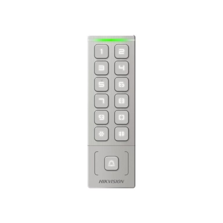 Cititor proximitate cu tastatura Hikvision DS-K1T809MWX, WiFi, PIN, card M1, difuzor, 1000 utilizatori, 5000 carduri