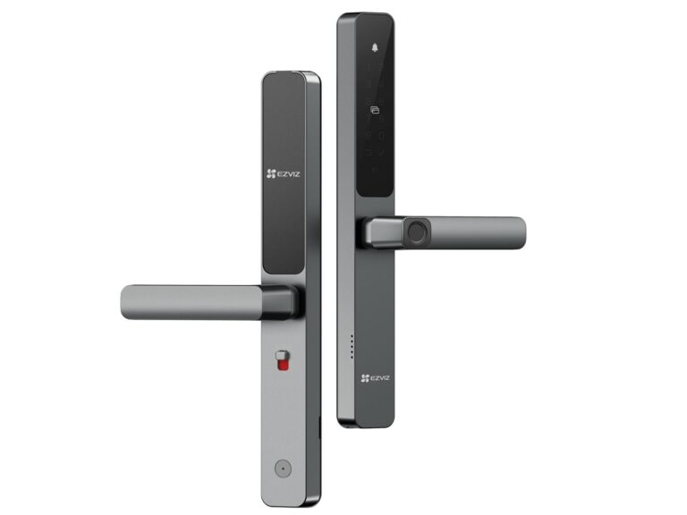 Incuietoare smart cu amprenta EZVIZ DL06, acces multiplu, Wi-Fi, control aplicatie, alarma, IP55, CS-DL06