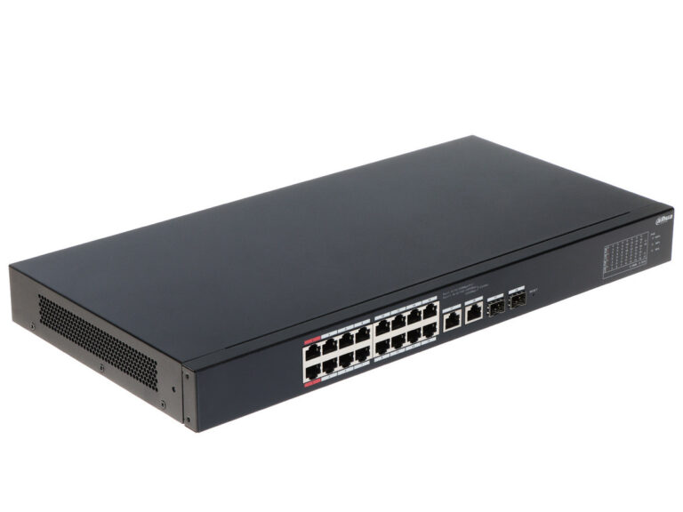 Switch Dahua CS4218-16ET-135 cu management, 16x RJ45 100Mbps PoE, 2x RJ45 GB combo, 2x SFP GB combo, 135W, Watchdog, montare in rack