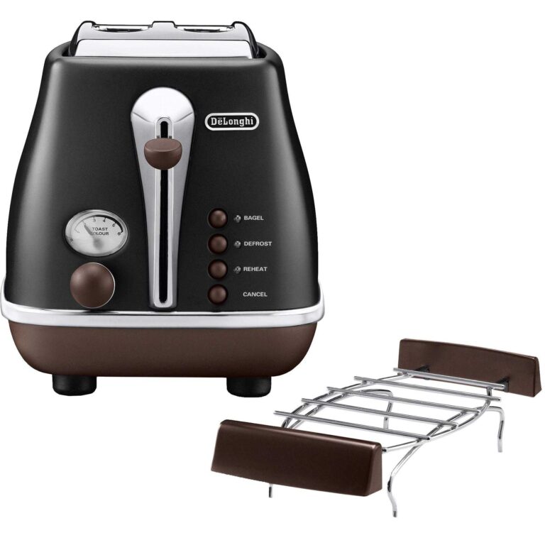 Prajitor de paine DeLonghi Icona Vintage CTOV2103.BK, 900 W, 2 felii, Negru