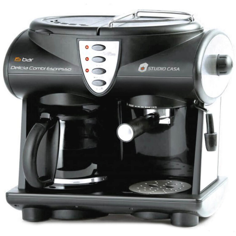 Espressor manual & Cafetiera Studio Casa Delicia Combi, 1850 W, 15 bar, Negru