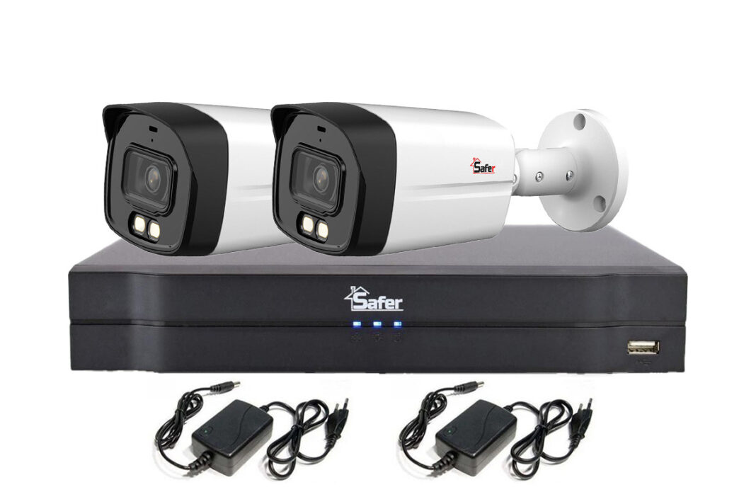Sistem supraveghere 2 camere exterior 5 MP, LED alb 40m + DVR 4 canale, Safer DH-2E52-AA