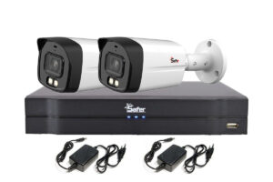 Sistem supraveghere 2 camere exterior 5 MP, LED alb 40m + DVR 4 canale, Safer DH-2E52-AA Sistem supraveghere 2 camere exterior 5 MP, LED alb 40m + DVR 4 canale, Safer DH-2E52-AA