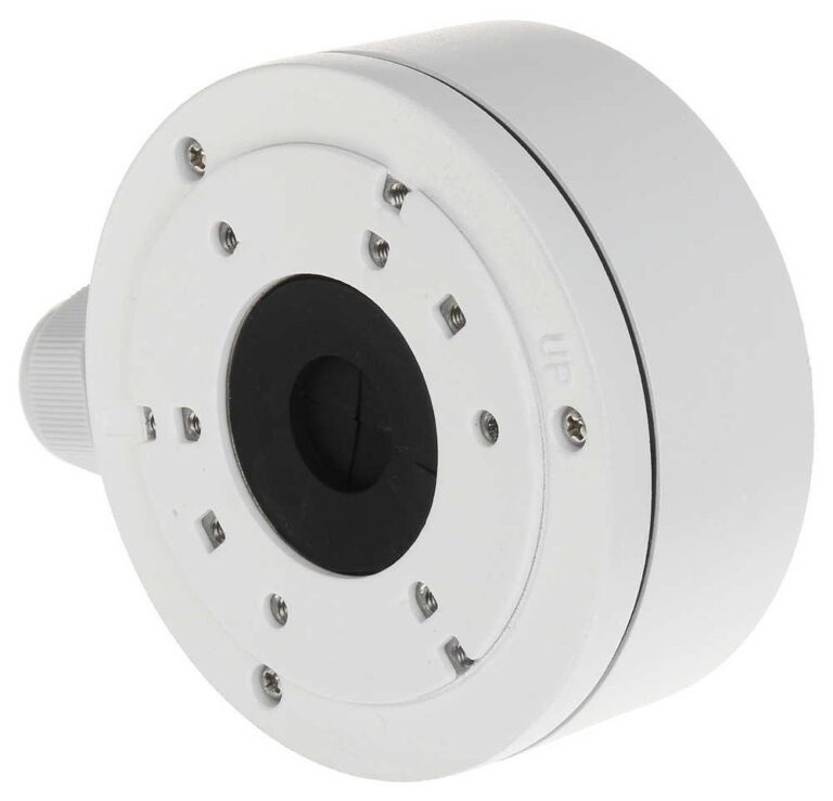 Doza de conexiuni Hikvision DS-1280ZJ-XS, din aluminiu,  diametru 100mm, adancime 43.2mm, Alb