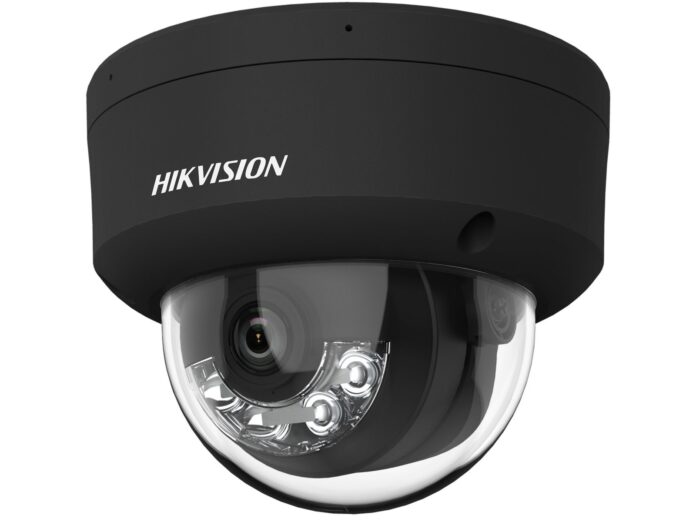 Camera supraveghere IP dome exterior Hikvision DS-2CD2143G2-LIS2U(2.8mm)BK, 4MP, 2.8mm, AcuSense, microfon, IR si LED 30m, slot card, PoE, IP67 IK10, aluminiu negru