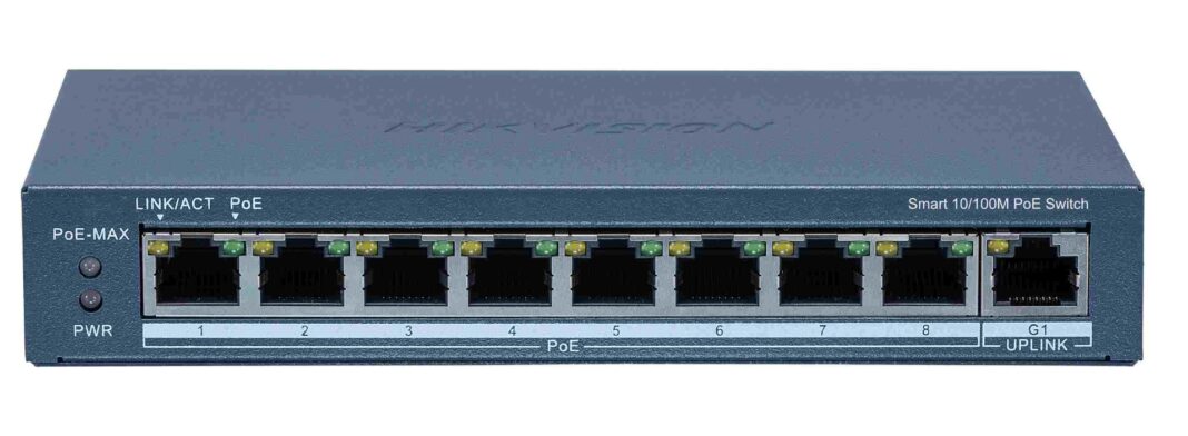 Switch PoE Hikvision DS-3E1309P-EI(B), 8 porturi 10/100m PoE, 1 port RJ45, putere PoE 110W