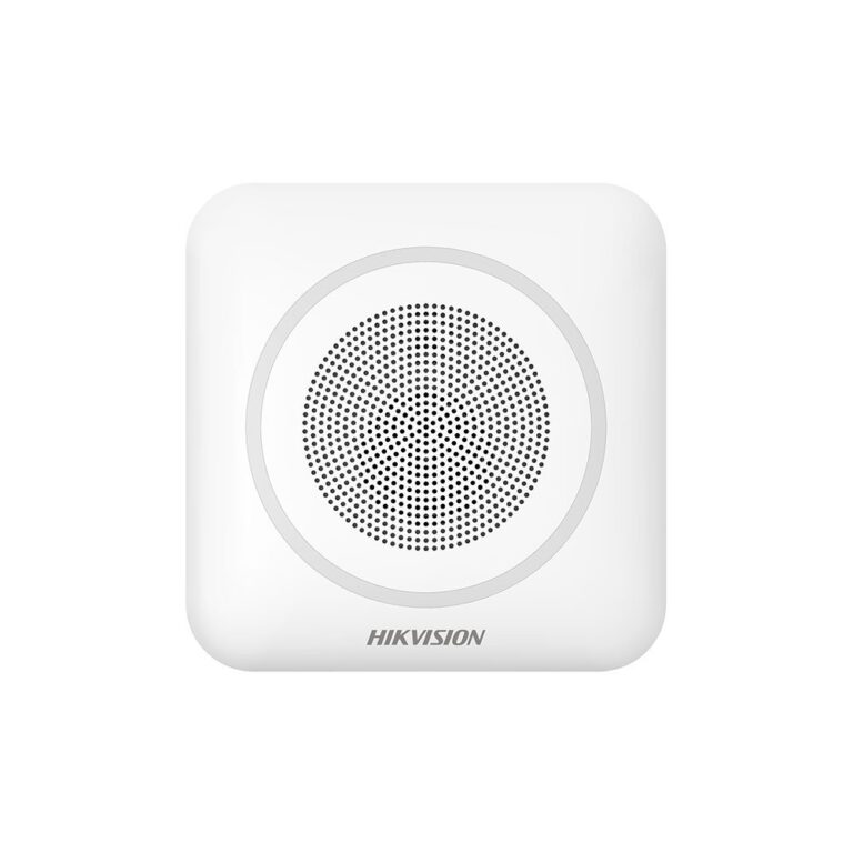 Sirena stroboscopica wireless de interior Hikvision AX PRO DS-PS1-II-WE-R, protocol Cam-X, RF 1000 m, microfon si difuzor, 110dB, 868 MHz, LED rosu