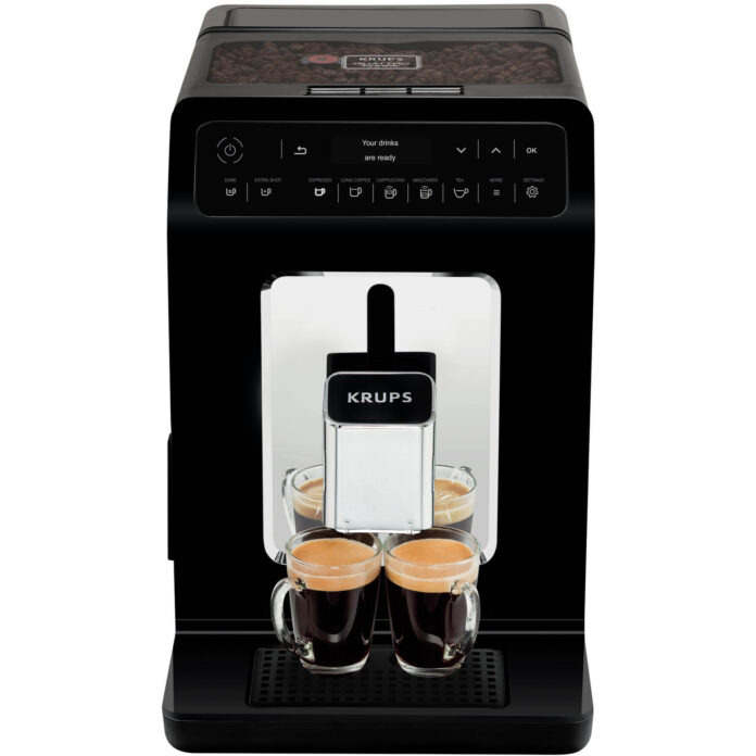 Espressor automat Krups Evidence EA8908, 1450 W, 15 bari, rezervor apa 2.5 L, rezervor boabe 260g, rezervor lapte, display LED, rasnita 3 nivele, functie autocuratare, negru Espressor automat Krups Evidence EA8908, 1450 W, 15 bari, rezervor apa 2.5 L, rezervor boabe 260g, rezervor lapte, display LED, rasnita 3 nivele, functie autocuratare, negru