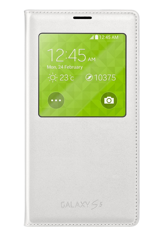 Husa Samsung S View Cover EF-CG900BWEGWW pentru Galaxy S5, Alb