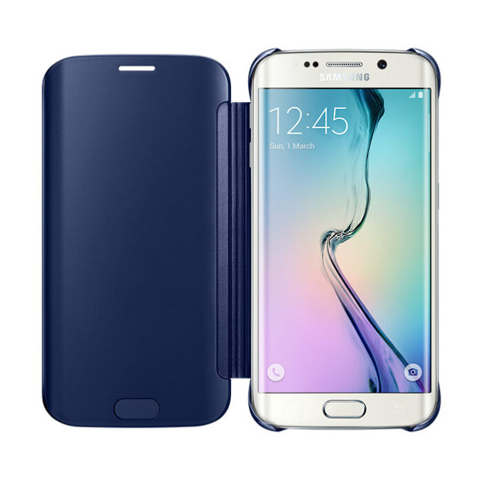 Husa Clear View Cover Samsung pentru Galaxy S6 Edge, Negru