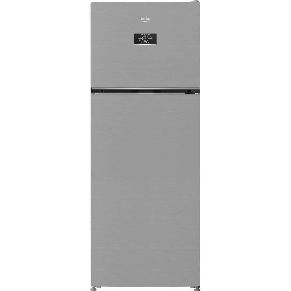 Frigider cu doua usi BEKO B3RDNE504HXB, No Frost, 477 l, Usi reversibile, Avertizare luminoasa, H 186.5 cm, HarvestFresh, Display, AeroFlow, Argintiu, Clasa E Frigider cu doua usi BEKO B3RDNE504HXB, No Frost, 477 l, Usi reversibile, Avertizare luminoasa, H 186.5 cm, HarvestFresh, Display, AeroFlow, Argintiu, Clasa E