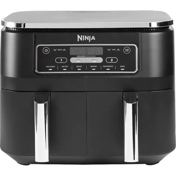 Friteuza cu aer cald Ninja AF300EU, 2400 W, 7.6 l,  6 programe, 2 cosuri, Oprire automata, Negru