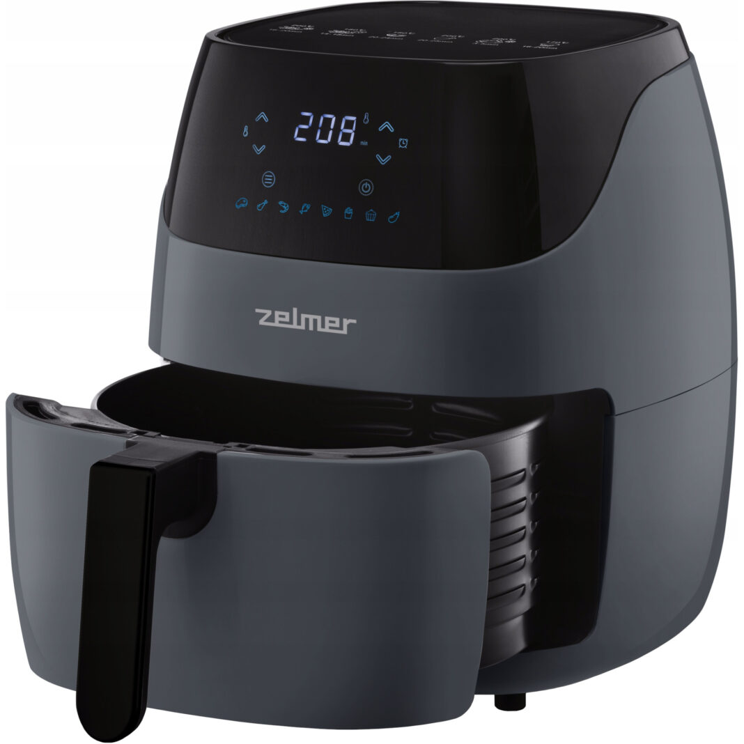 Friteuza cu aer cald Zelmer ZAF5502G, 1500 W, Invelis antiaderent, 5 L, Control tactil, Temporizator, Oprire automata, 8 Programe presetate, Termostat reglabil, Gri Antracit Friteuza cu aer cald Zelmer ZAF5502G, 1500 W, Invelis antiaderent, 5 L, Control tactil, Temporizator, Oprire automata, 8 Programe presetate, Termostat reglabil, Gri Antracit