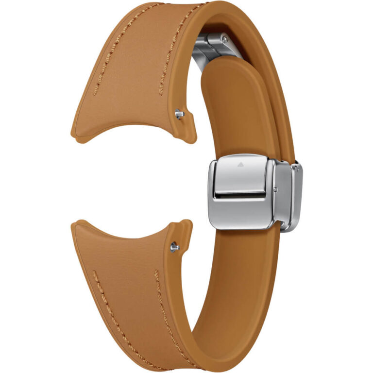 Galaxy Watch D-Buckle Hybrid Leather Band pentru Samsung Galaxy Watch6, 20 mm, Slim, S/M, Camel