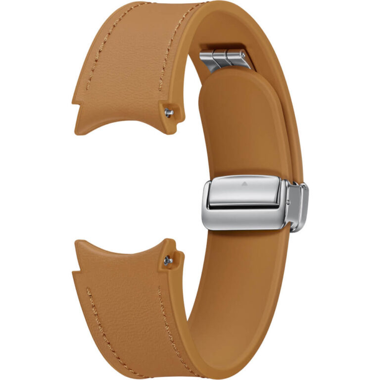 Galaxy Watch D-Buckle Hybrid Leather Band pentru Samsung Galaxy Watch6, 20 mm, Normal, S/M, Camel